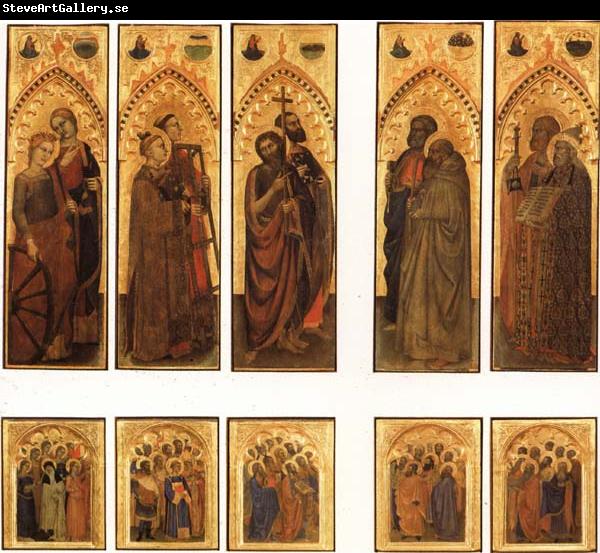 GIOVANNI DA MILANO The Ognissanti Polyptych:SS.Catherine and Lucy,Stephen and Laurence,john the Baptist and Luke,Peter and Benedict,james the Greater and Gregory